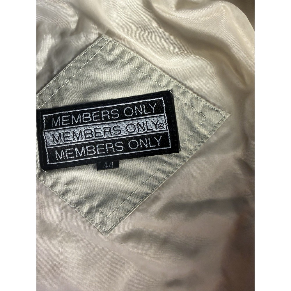 Members Only Men's Size 44 Tan Racer Jacket Zip Front Ribbed Cuffs - Picture 5 of 7